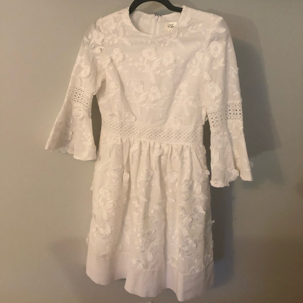 Eliza J size 2P White embroidered dress.